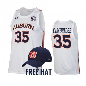 Men's Auburn Tigers College Basketball White Devan Cambridge #35 Free Hat Jersey 944245-904