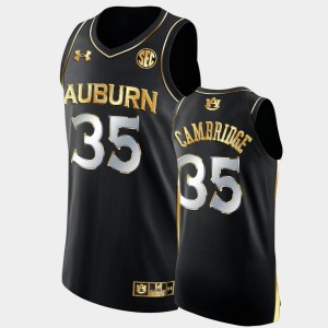 Men's Auburn Tigers Golden Edition Black Devan Cambridge #35 2022 College Basketball Jersey 357038-622