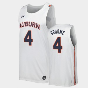 Men's Auburn Tigers Replica White Johni Broome #4 Jersey 696073-814