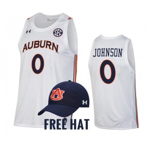 Men's Auburn Tigers College Basketball White K.D. Johnson #0 Free Hat Jersey 920358-970