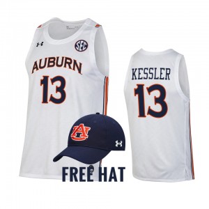 Men's Auburn Tigers College Basketball White Walker Kessler #13 Free Hat Jersey 965718-258