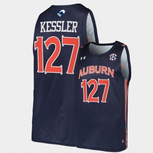 Men's Auburn Tigers College Basketball Navy Walker Kessler #13 Single-season blocks record 127 shots 127 Blocks Jersey 533831-458