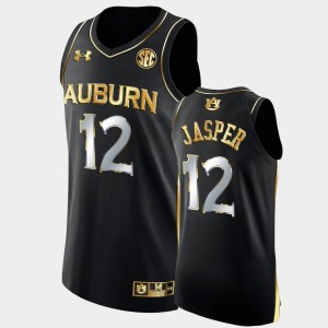 Men's Auburn Tigers Golden Edition Black Zep Jasper #12 2022 College Basketball Jersey 585529-573