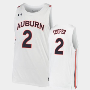 Men's Auburn Tigers College Basketball White Sharife Cooper #2 Replica Jersey 352283-601
