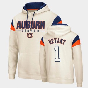 Men's Auburn Tigers Fortress Cream Big Kat Bryant #1 Pullover Hoodie 985590-533
