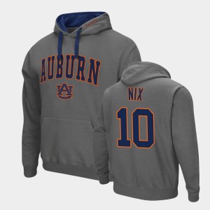 Men's Auburn Tigers Arch & Logo 2.0 Charcoal Bo Nix #10 Pullover Hoodie 457040-804