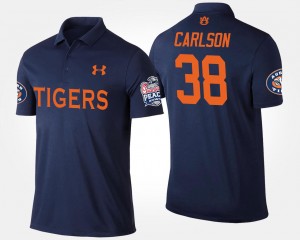 Men's Auburn Tigers Bowl Game Navy Daniel Carlson #38 Peach Bowl Name and Number Polo 818139-902