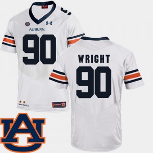 Men's Auburn Tigers College Football White Gabe Wright #90 SEC Patch Replica Jersey 416622-576