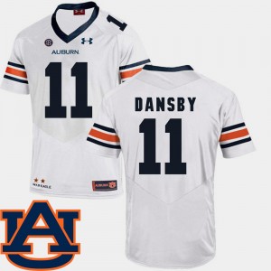 Men's Auburn Tigers College Football White Karlos Dansby #11 SEC Patch Replica Jersey 888776-174