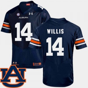 Men's Auburn Tigers College Football Navy Malik Willis #14 SEC Patch Replica Jersey 409540-177
