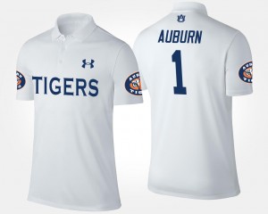 Men's Auburn Tigers Name and Number White #1 No.1 Short Sleeve Polo 208646-594