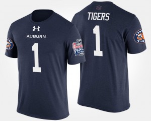 Men's Auburn Tigers Bowl Game Navy #1 No.1 Peach Bowl Name and Number T-Shirt 375160-866