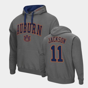 Men's Auburn Tigers Arch & Logo 2.0 Charcoal Shedrick Jackson #11 Pullover Hoodie 918694-894