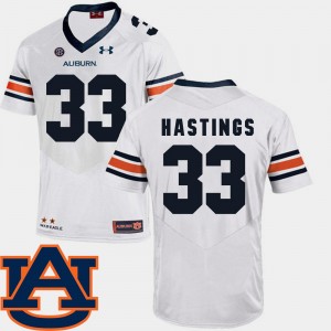 Men's Auburn Tigers College Football White Will Hastings #33 SEC Patch Replica Jersey 591222-302