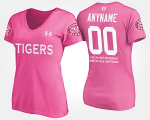 Women's Auburn Tigers Name and Number Pink Custom #00 With Message T-Shirt 482952-553